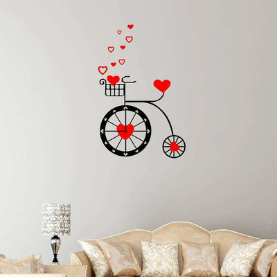 Bicycle-Love-tree-wall-stickers-clock-pvc-stickers-pvc-clock-cartoon-stickers-children-room-clock-Chrismas