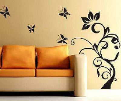 Butterfly & flower wall decal home wallpaper wall stcikers wall mural