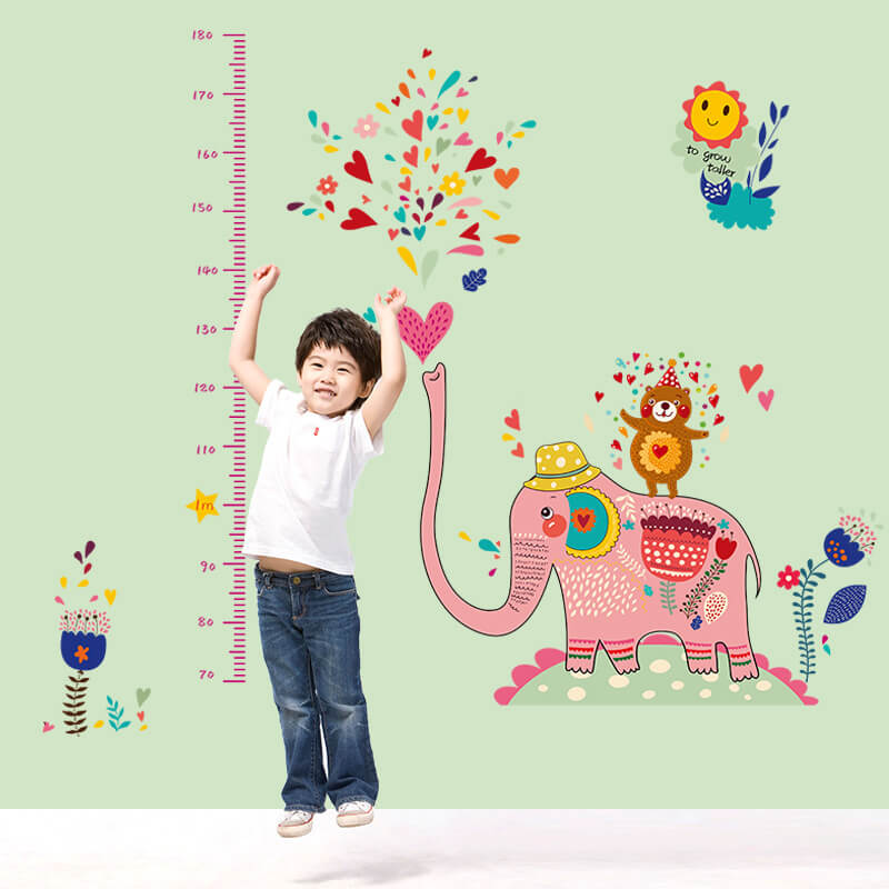 Elephant Height Chart Wall Stickers