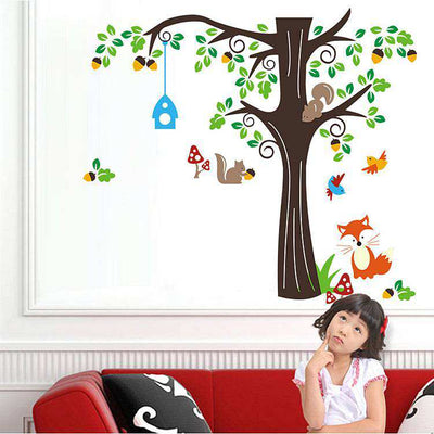 Flower tree owl cats wall sticker kids childrens room art decals