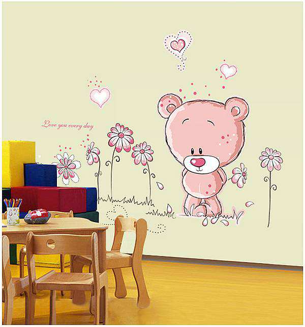 Love you teddy bear wall stickers wall decals viynal kids room art nursery