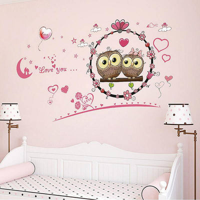 Cute owl couple wall sticker