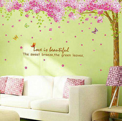 Pink cherry blossom tree wall art wall decal home decor wallpaper 1