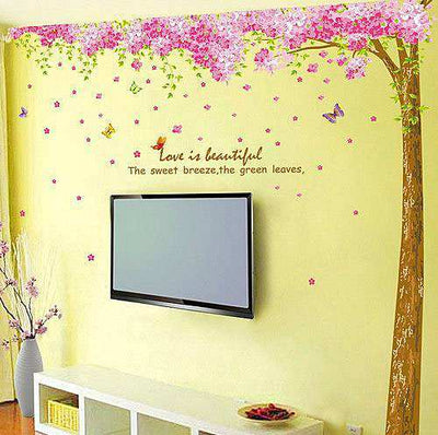 Pink cherry blossom tree wall art wall decal home decor wallpaper 2