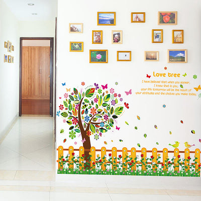 Colourful Tree Fence Wall Stickers