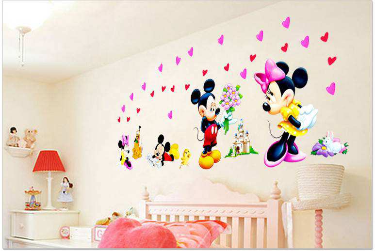 cartoon-mickey-minnie-children-room-decoration-wall-stickers-diy-poster-mirror-wallpaper-mural-art-viny