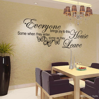 Everyone Brings Joy To This House Removable Vinyl Wall Stickers inside Decorative Wall Stickers Words