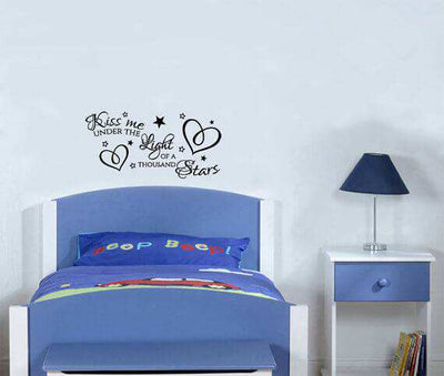 kiss me under the light of thousand stars wall quotes stickers art
