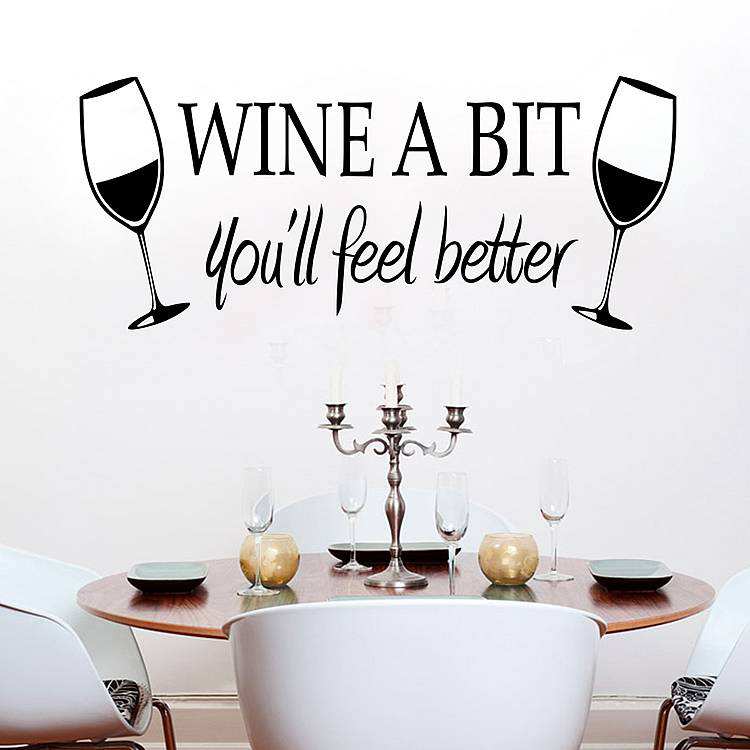 wine a bit home quote wall stickers