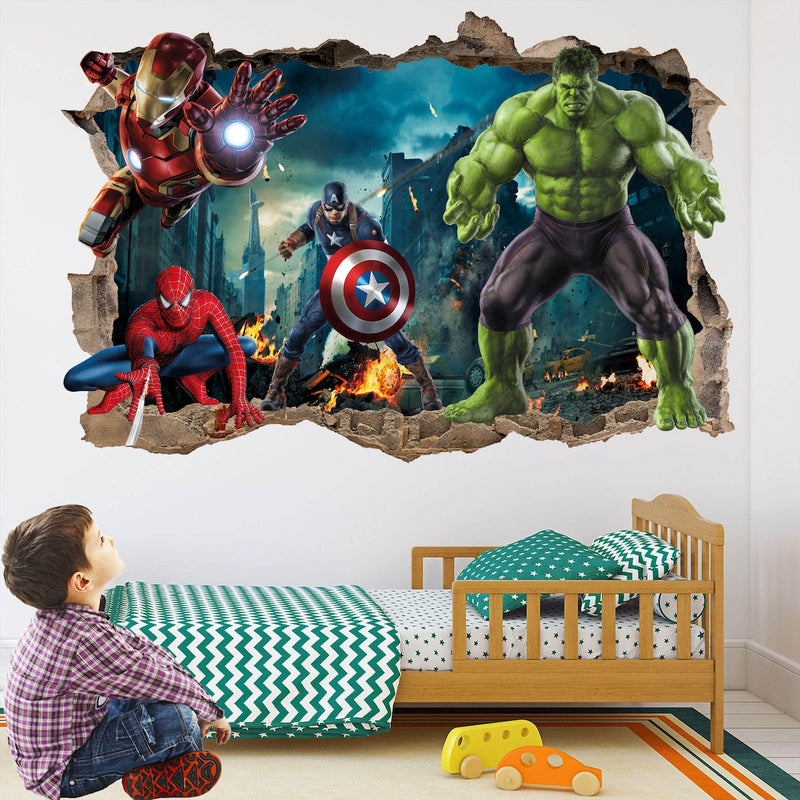 3D Marvel heroes wall sticker