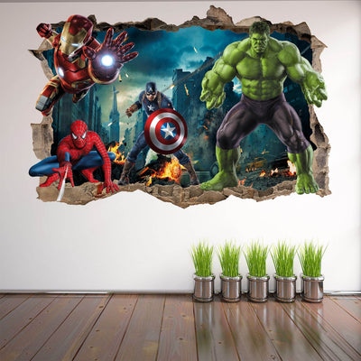 3D Marvel heroes wall sticker