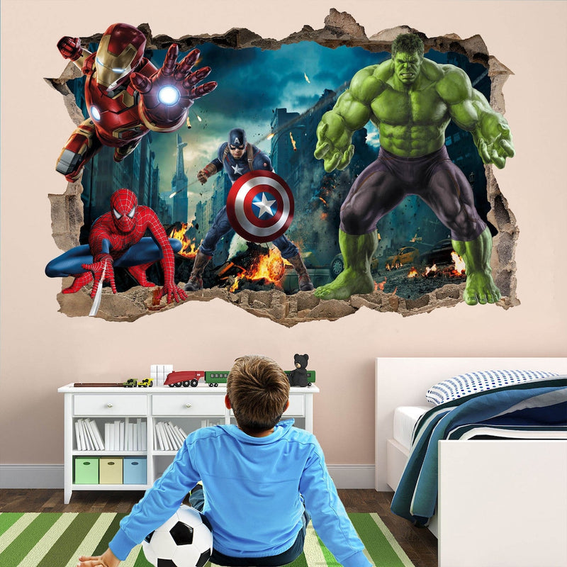 3D Marvel heroes wall sticker