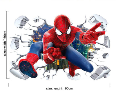 3D Spiderman Breaking Through Wall Sticker