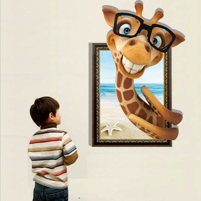 3D Giraffe wall art decals
