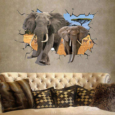 3d elephent wall decal sticker
