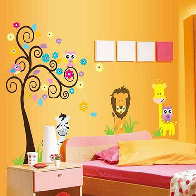 60-90cm-Lucky-Tree-Owl-Nursery-3D-Wallpapers-Decorative-Wall-Stickers-For-Children-Kids-Room-Wall