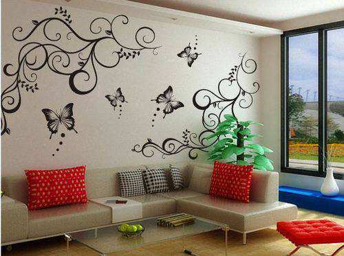 70-50cm-Black-Vine-Flower-Butterfly-Removable-Wall-Sticker-Home-Decor-Art-Decal 2
