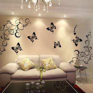 70-50cm-Black-Vine-Flower-Butterfly-Removable-Wall-Sticker-Home-Decor-Art-Decal3