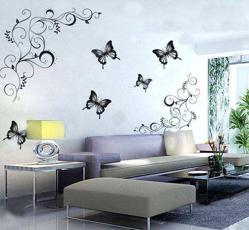 70-50cm-Black-Vine-Flower-Butterfly-Removable-Wall-Sticker-Home-Decor-Art-Decal