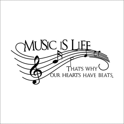 Music is life Wall Quote Stickers Decals