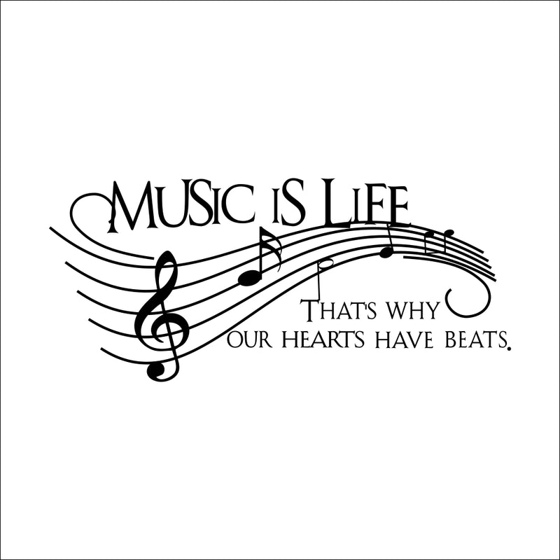 Music is life Wall Quote Stickers Decals