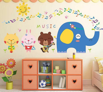 Elephant Music Note Wall Stickers