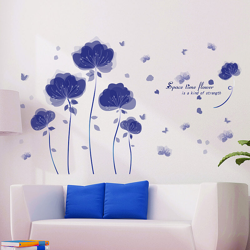 Blue flowers wall decals