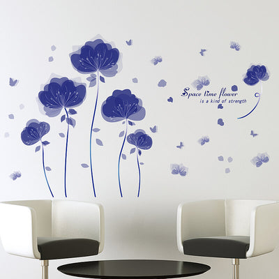 Blue flowers wall sticker art decor