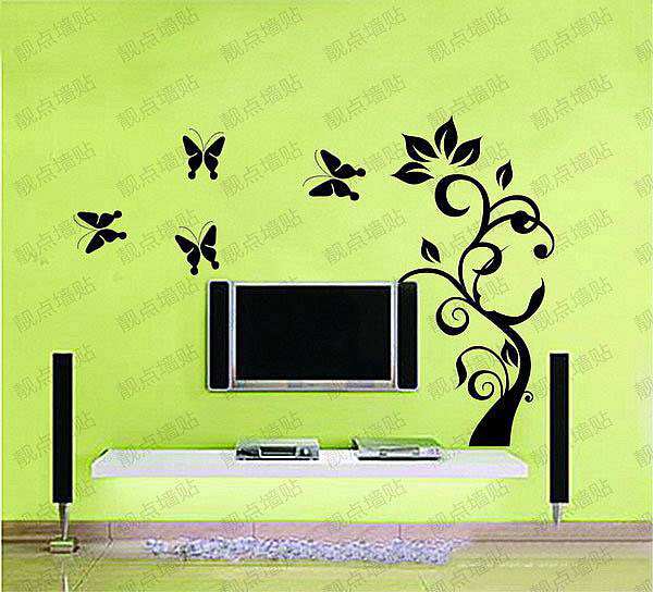 Butterfly & flower wall decal home wallpaper wall stcikers wall mural 1