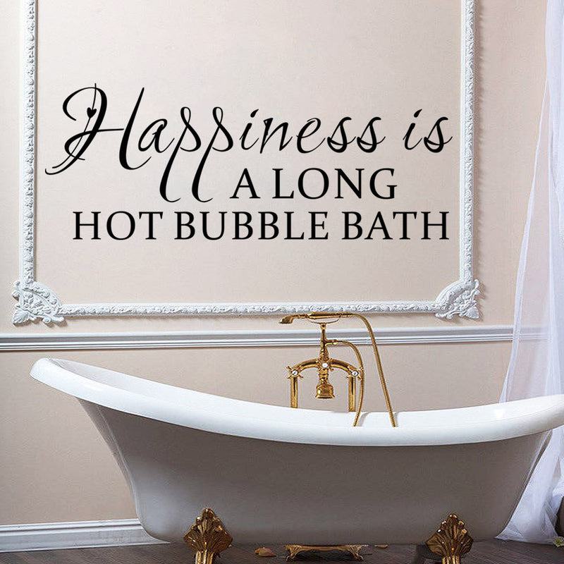 Happiness Is A Long Hot Bubble Bath Wall Quote Decal
