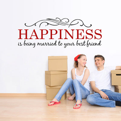 Happiness is being married to your best friend wall quote decal