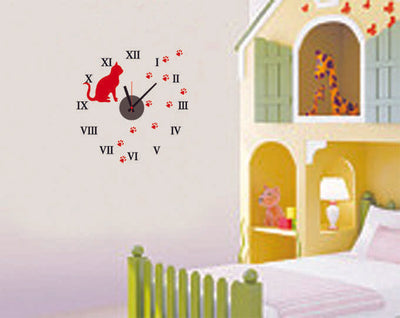 Cat Wall Clock Sticker Decal 