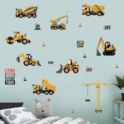 Yellow Truck Tractor Wall Stickers