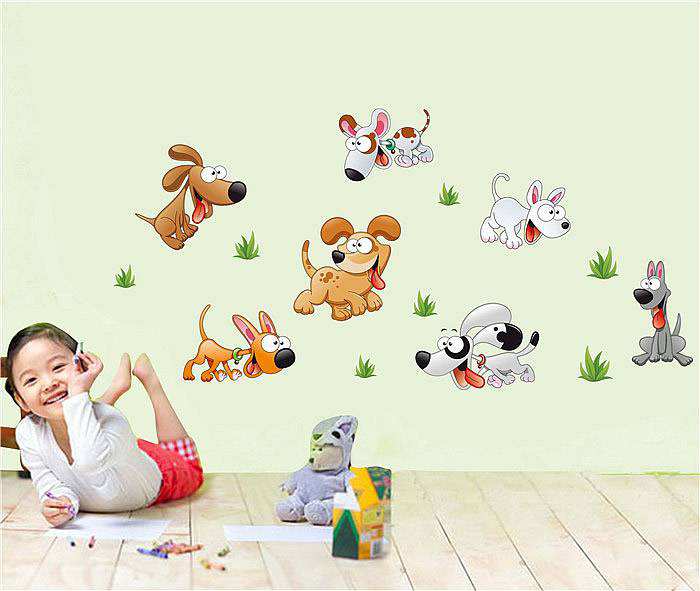 Cats and dogs wall art sticker decals