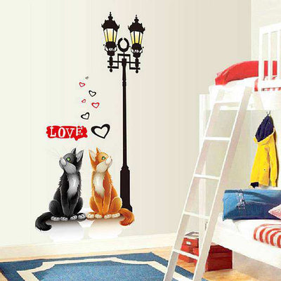 Cats love lamp wall sticker art decals