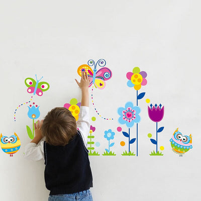 Colorful Owl Butterfly Flower Wall Stickers Ireland