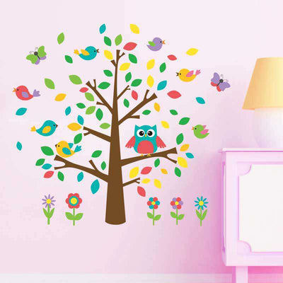 Colorful tree art wall stickers