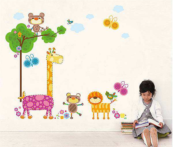 Colourful Jungle Animal Butterfly Wall Sticker wall decals