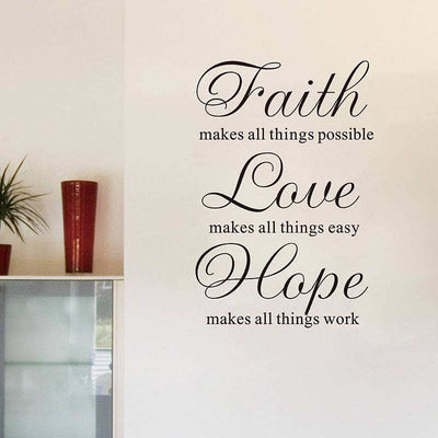Faith love hope quote wall stickers