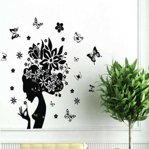 Free-Shipping-Mix-Order-DM5718-Flower-Fairy-Wall-Stickers-Decoration-Wall-Stickers-2pcs-lot