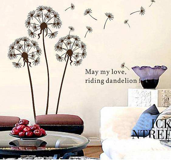 Free-Shipping-Vinyl-Stickers-Wallpaper-Home-Decor-Removable-Dandelions-flowers-Wall-Stickers-Wall-Decor