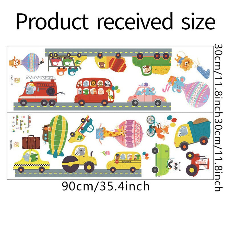 Animals Cars Wall Stickers Bus Station Decals