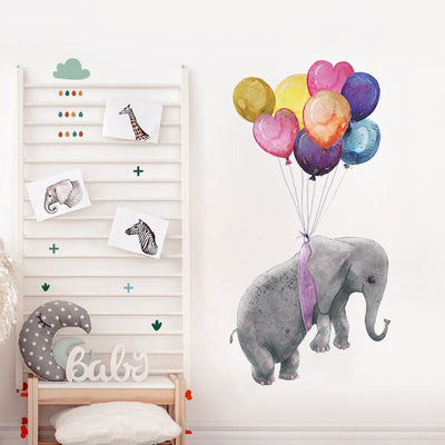 Elephant Colourful ballons Wall Stickers