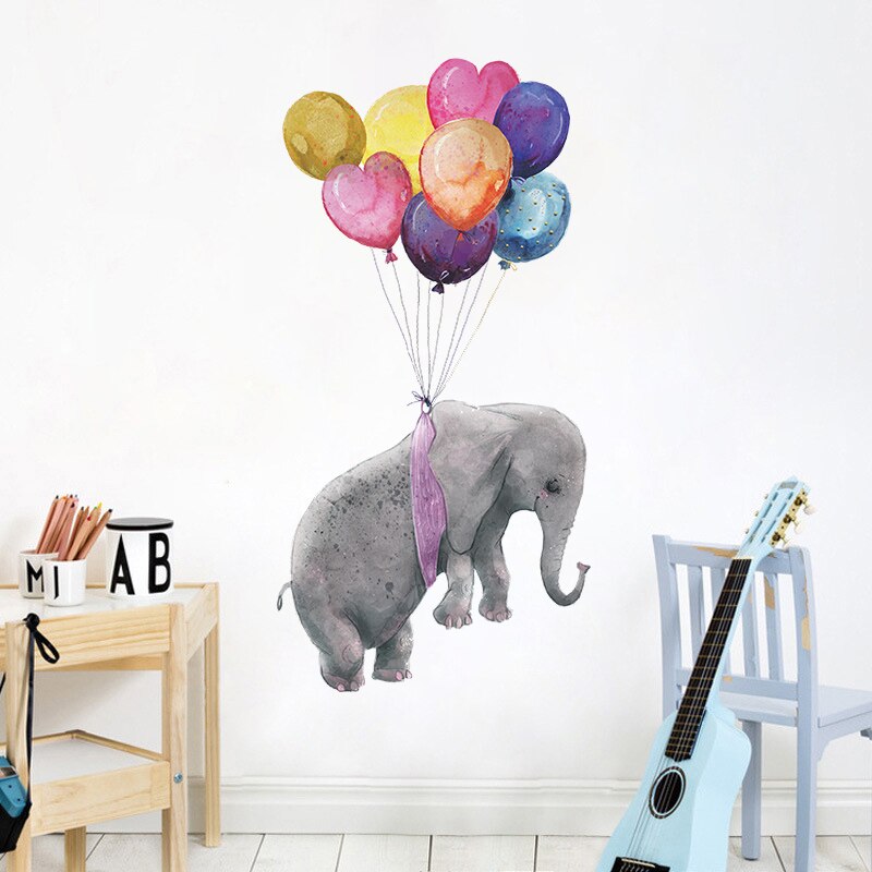 Elephant Colourful ballons Wall Stickers