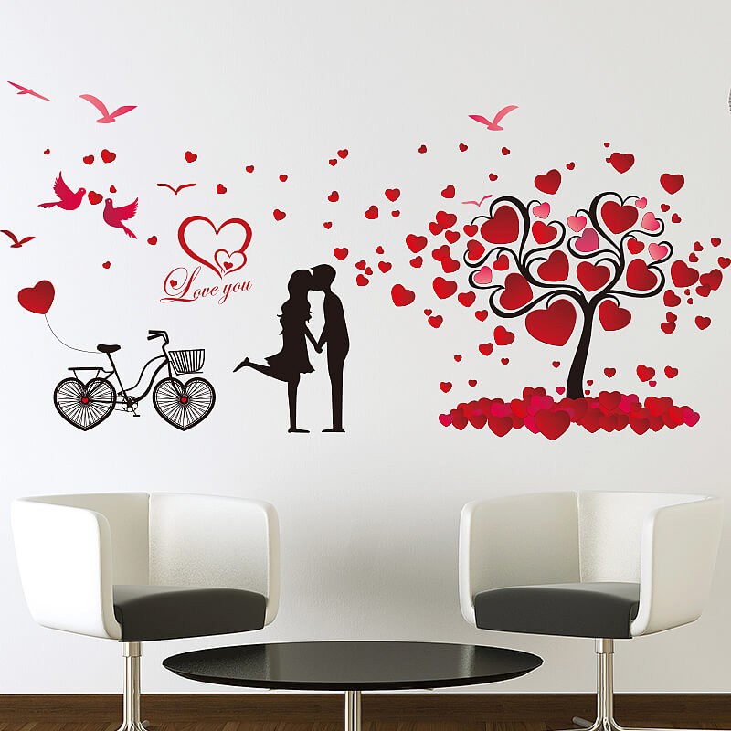 Heart tree wall decor decal