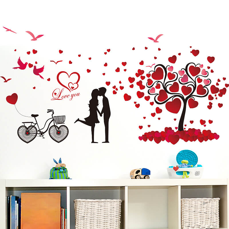 Heart tree wall decor sticker art