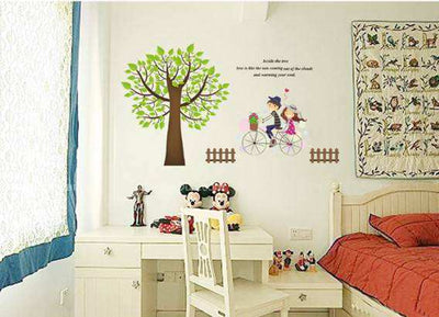tree and bike wall art sticker wall decal kids boys girls room decor decoration 