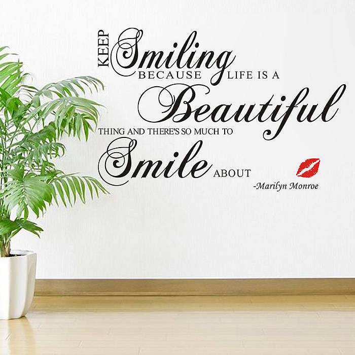 Keep smiling maliyn munro wall quotes art wall stickers
