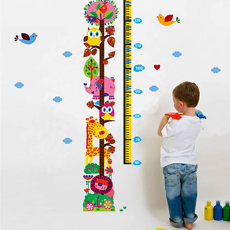 Animal height chart wall stickers