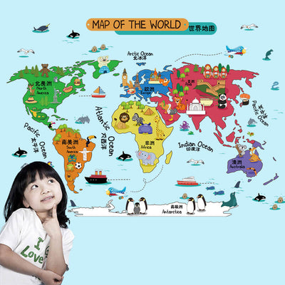Kids World Map Wall Stickers